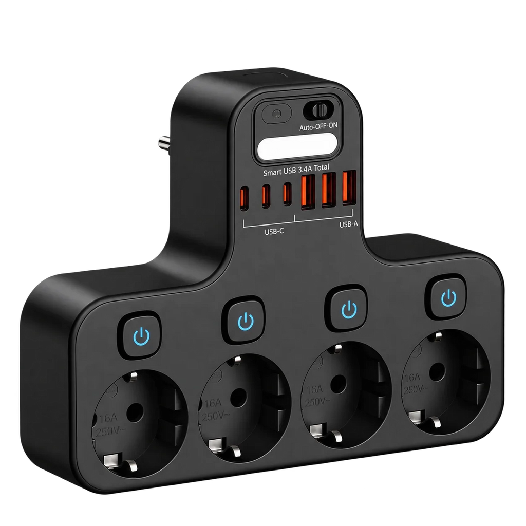 Smart 4-Socket Power Hub with USB Charging