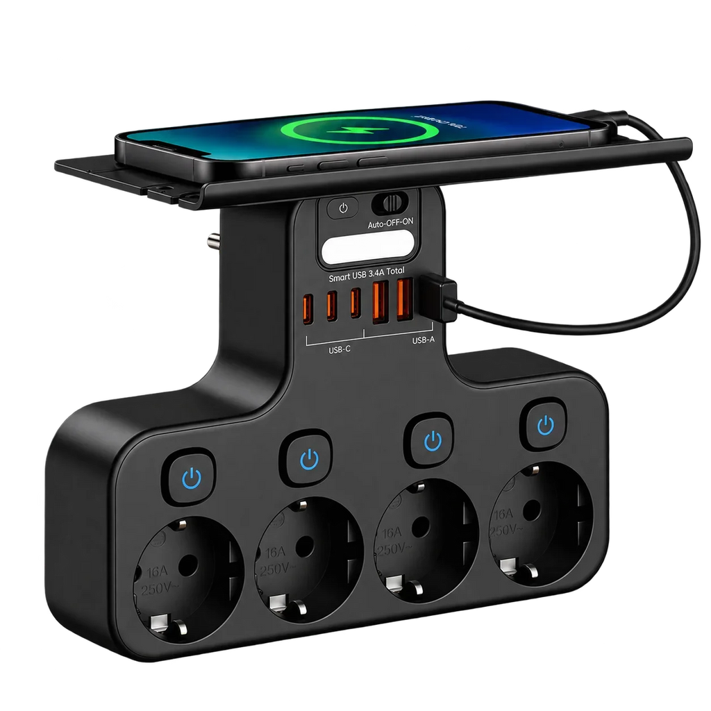 Smart 4-Socket Power Hub with USB Charging