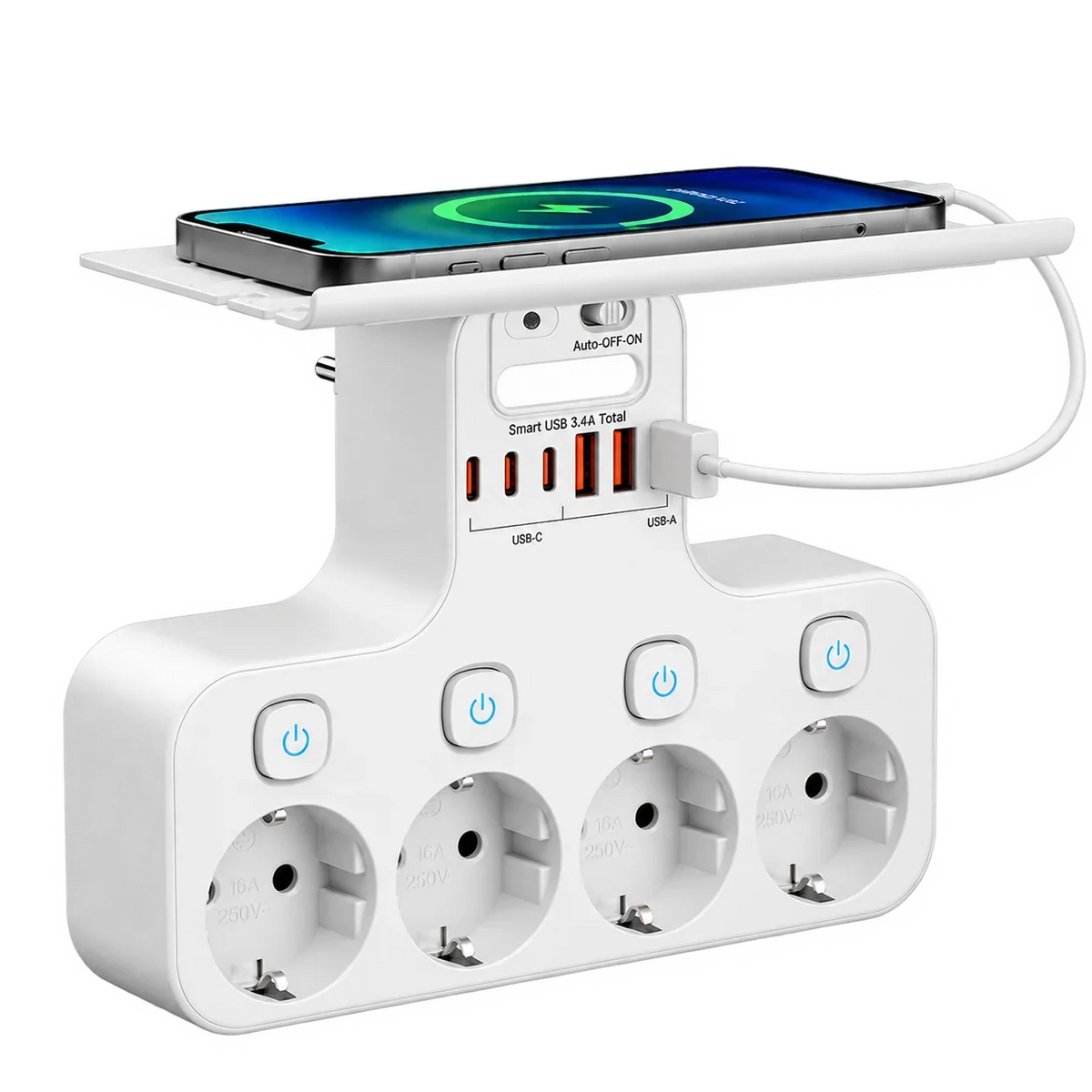 Smart 4-Socket Power Hub with USB Charging