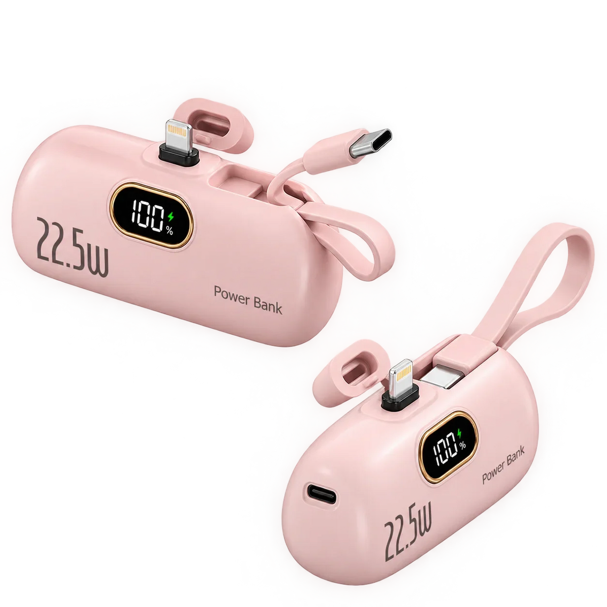 20000mAh and 22.5W High-Capacity Power Bank with Built-In Cables