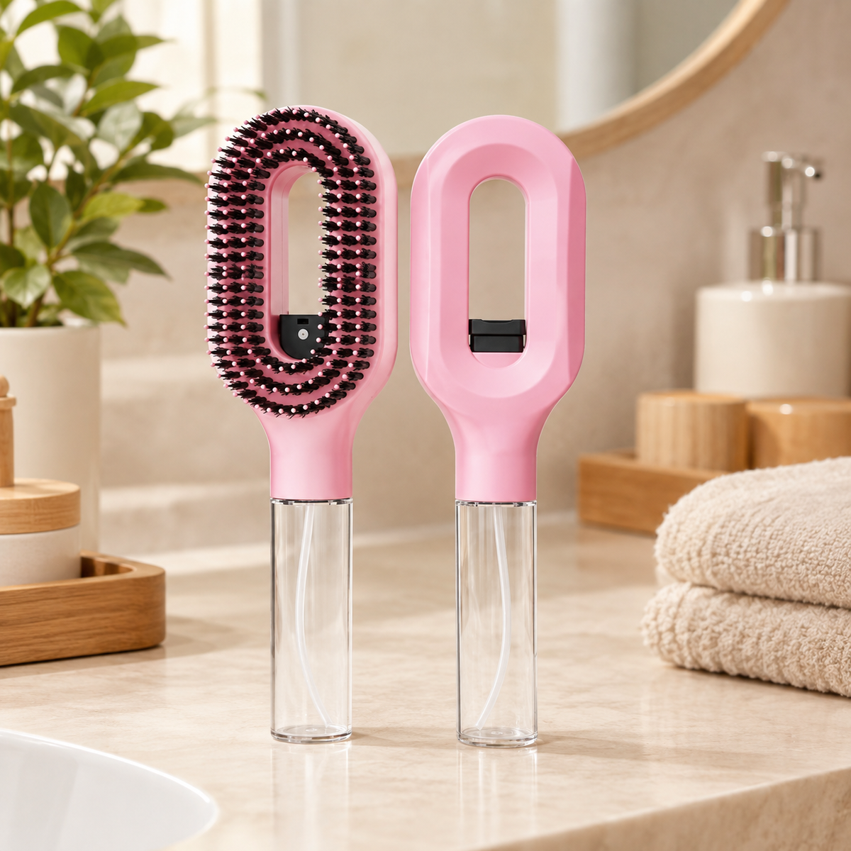 Hair brush with hydration mist